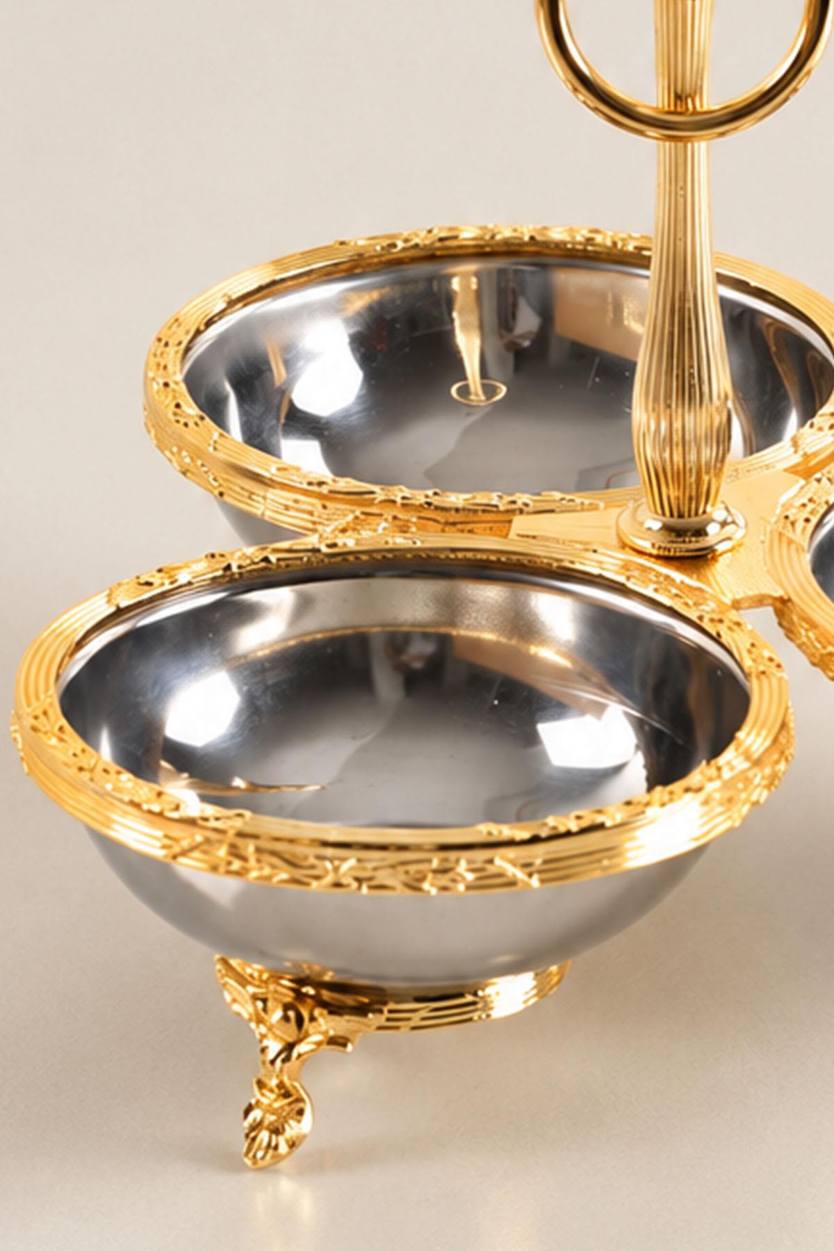 Набор из 3 закусочных мисок Kessa Gold с детальной проработкой деталей.