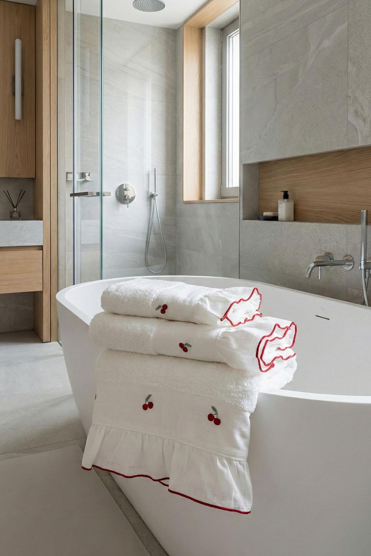 Полотенце для рук с вышивкой «Вишня» (30 x 50 см)