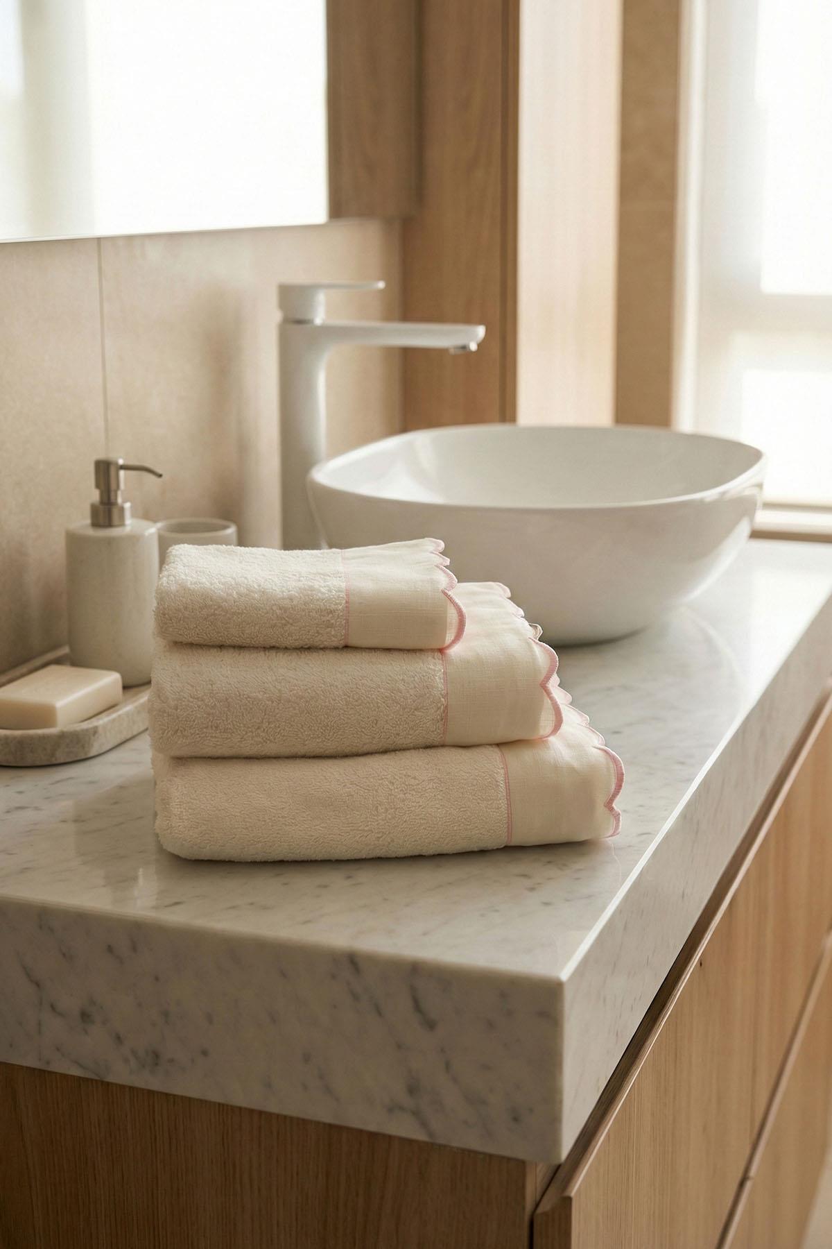 Elora Striped Embroidered Face Towel (50 x 90 cm)