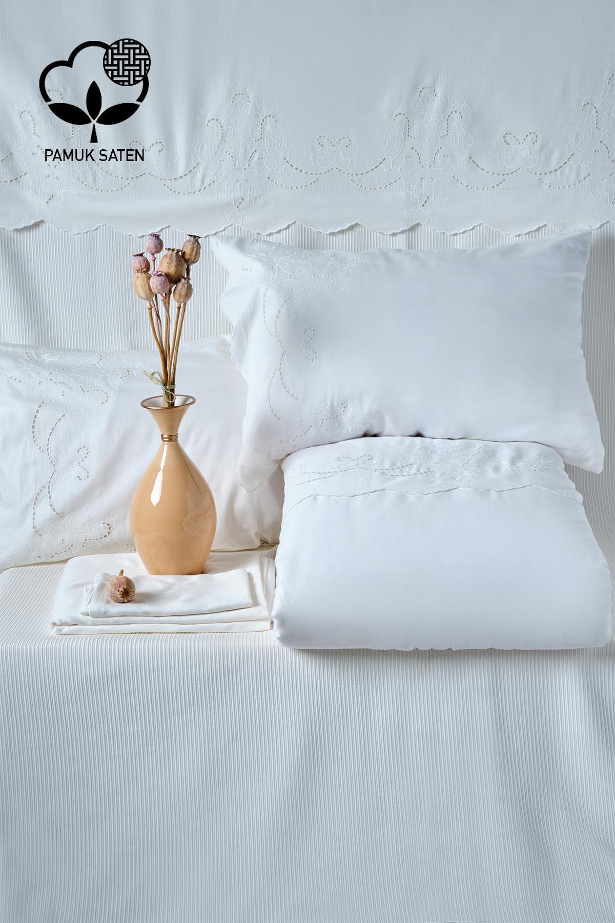 Комплект постельного белья и покрывала Hanedan с вышивкой, Super King Size, 7 предметов — Nazik Home — Ценность для моего дома!