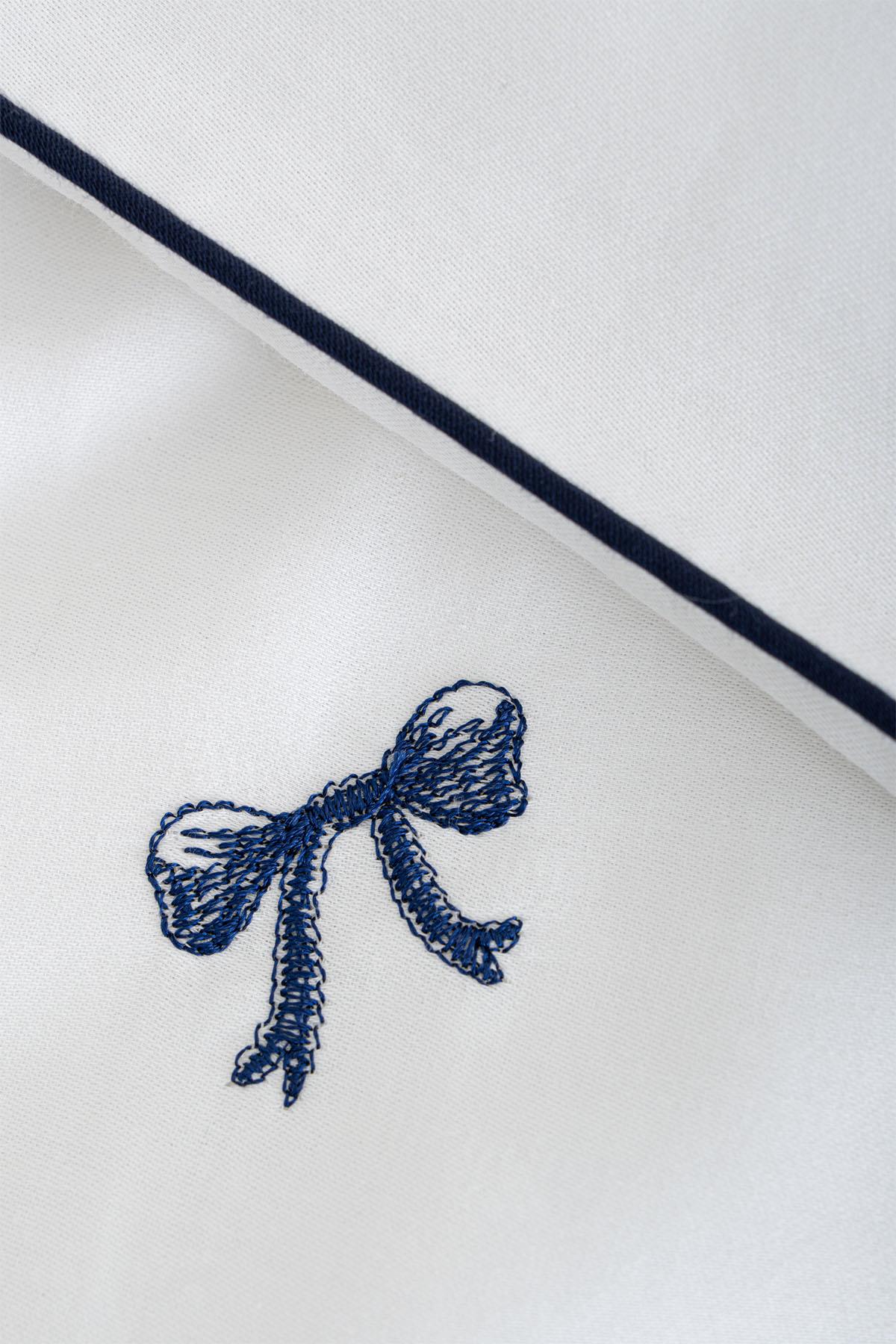 Serena Bow Embroidered Cotton Satin Double 6-Piece Duvet Cover Set