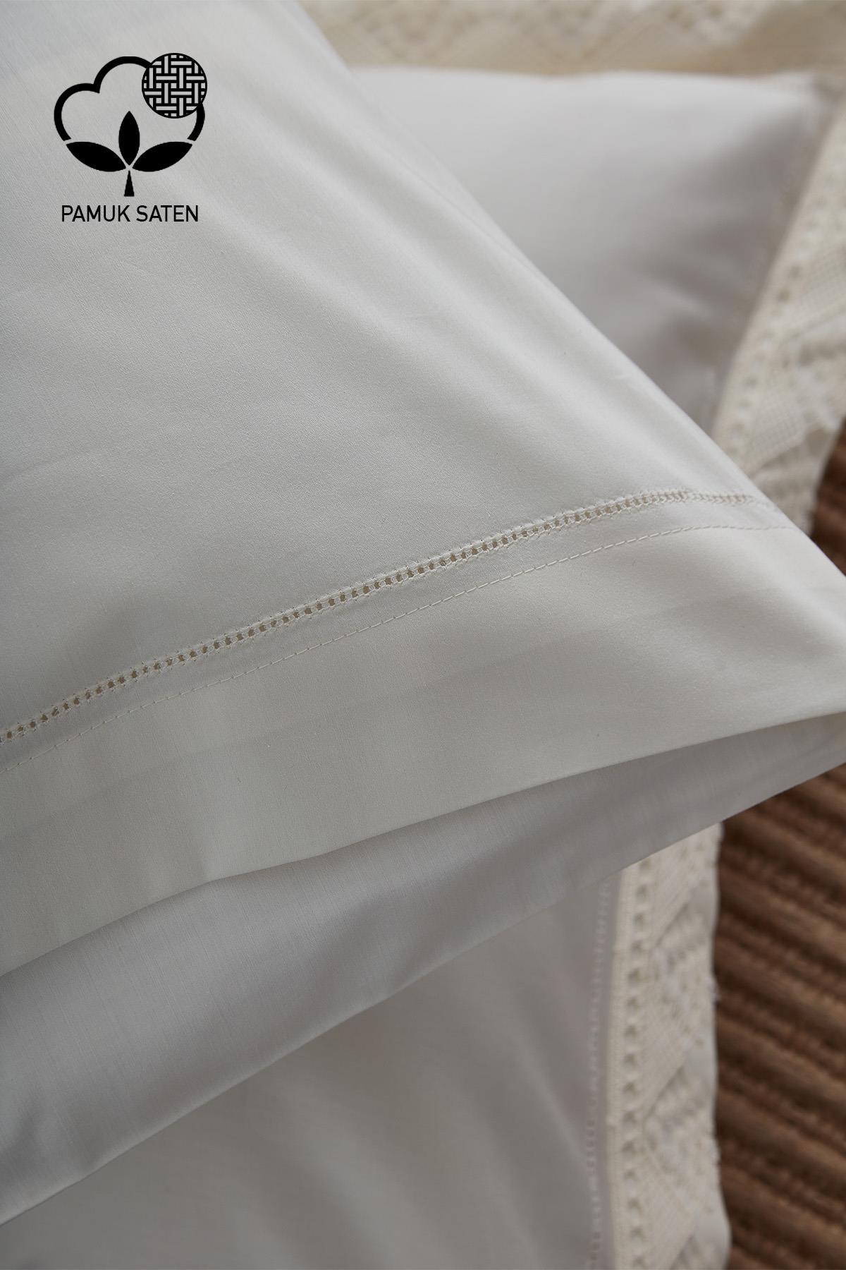 Изящный комплект постельного белья Nazik Home из сатина с кружевом, 300 TC, Super King Size, 6 предметов — Nazik Home — Ценность для моего дома!
