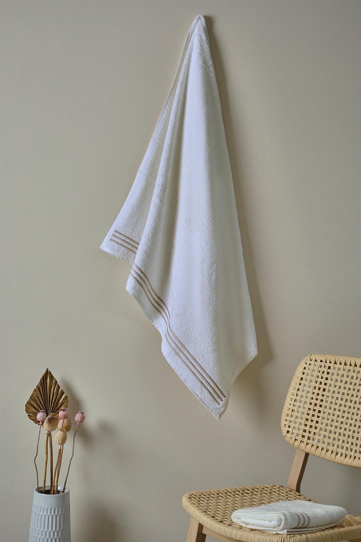 Банное полотенце Zen с вышивкой в полоску (90 x 150 см) — Nazik Home — Ценность для моего дома!